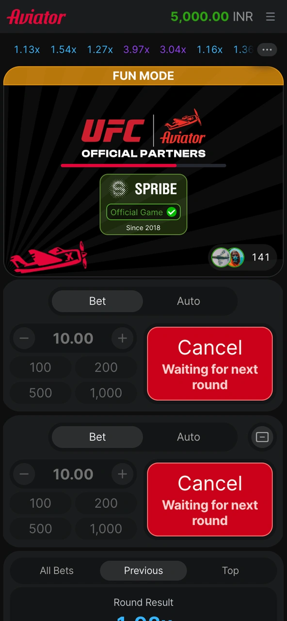 Play again or cash out your winnings in Aviator.