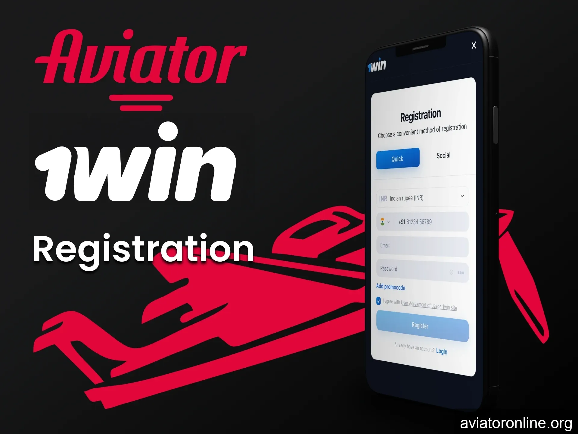 To start playing Aviator on 1win, create an account.