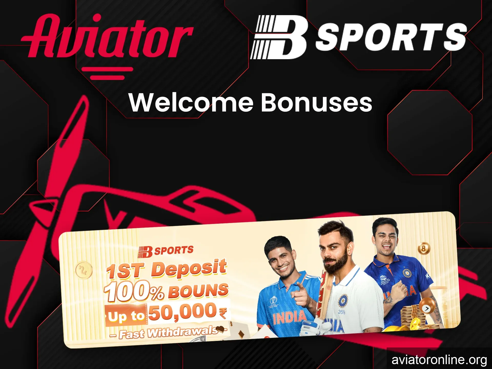 What bonuses does the Bsports app offer for the Aviator game.