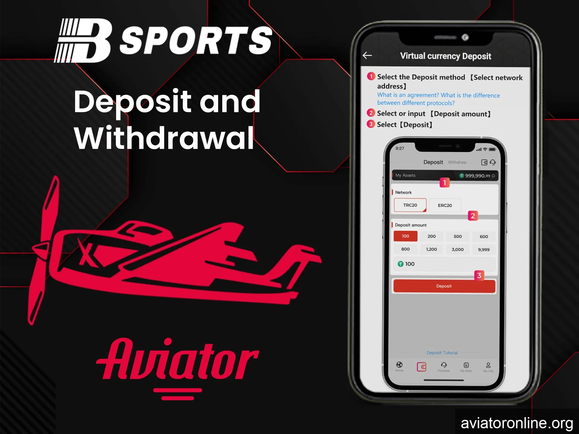 How to deposit and withdraw in the Bsports app.