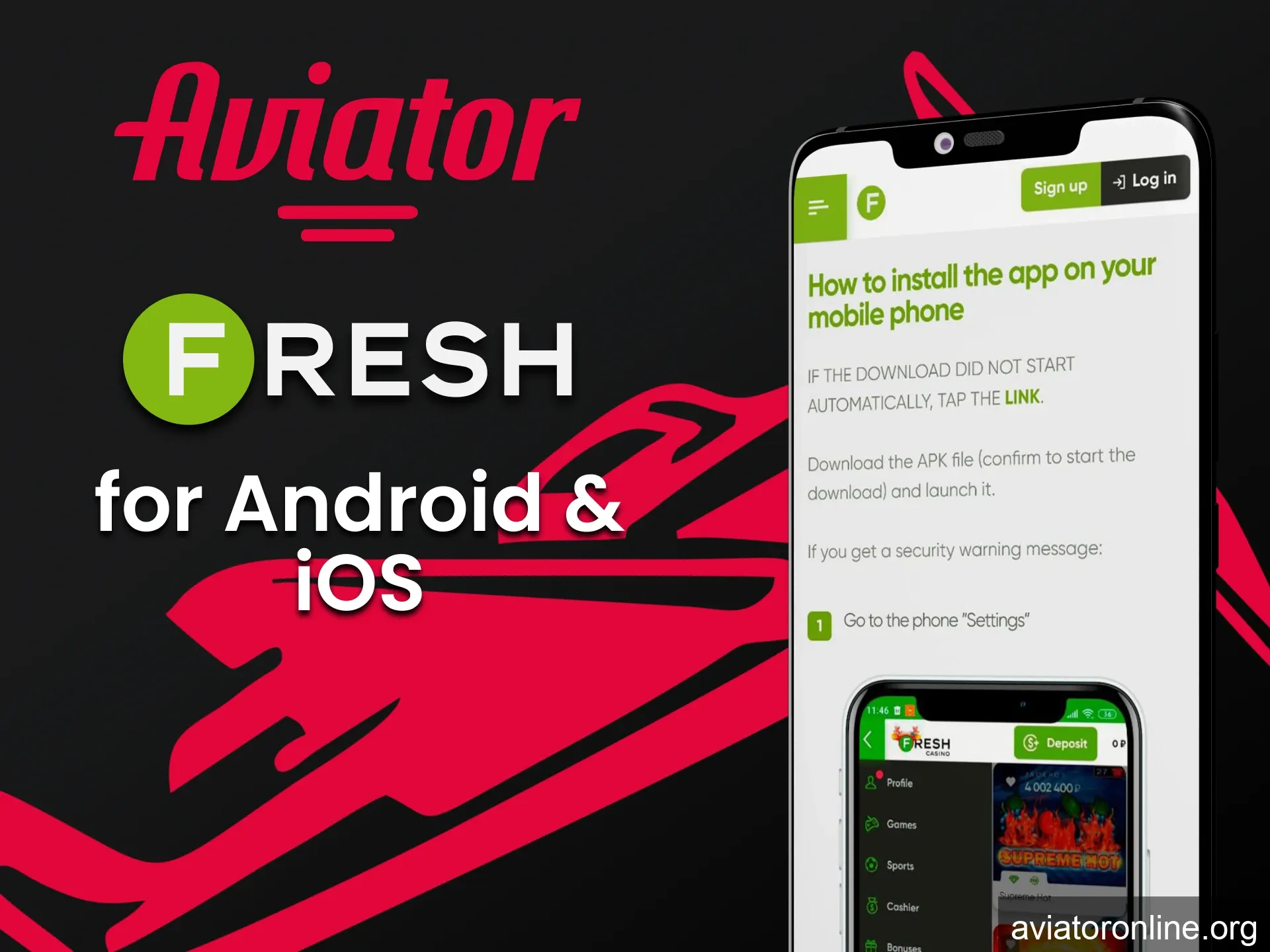 Play Aviator through the Fresh Casino app.