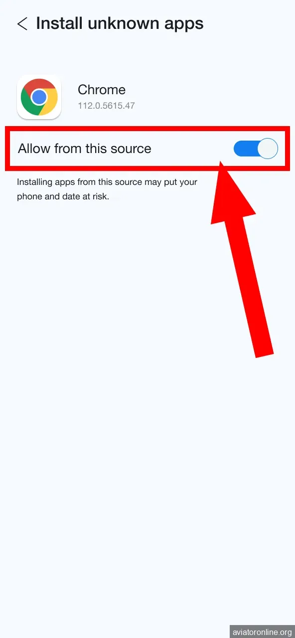 Allow Leon Aviator installation via security options.