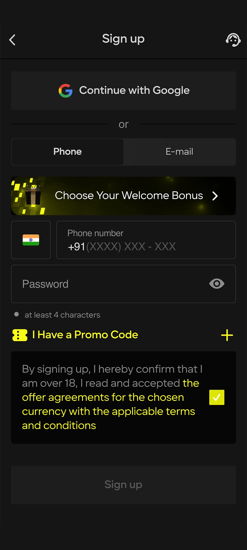 Create an account to play Aviator on Parimatch.