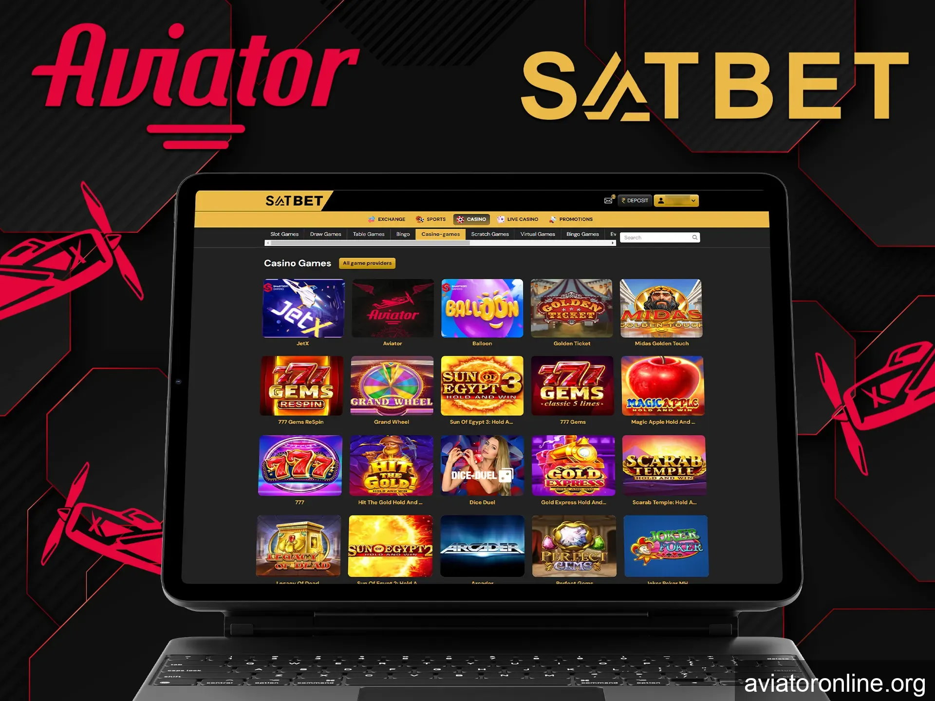 Find the section with recently added Satbet games and click on Aviator.