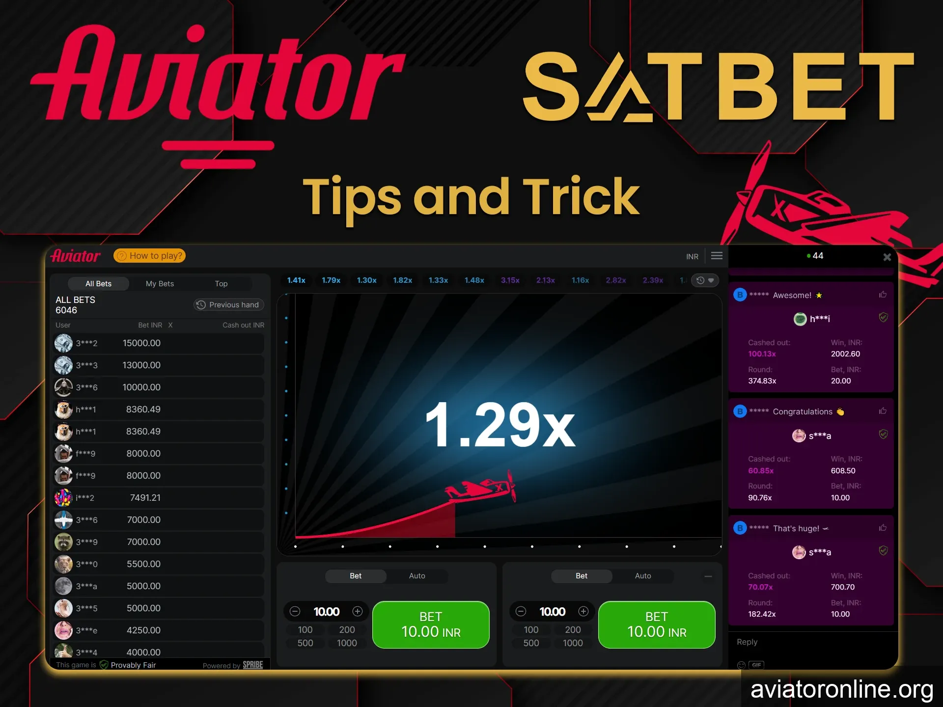 Take advantage of Satbet's tips and tricks for playing Aviator.