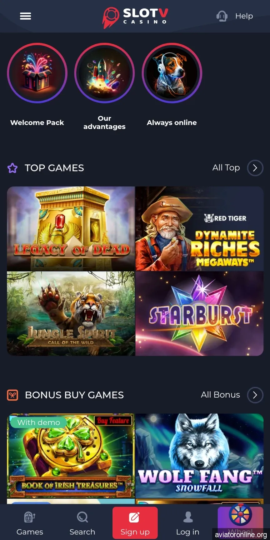 Visit the main page to download the SlotV app for iOS.