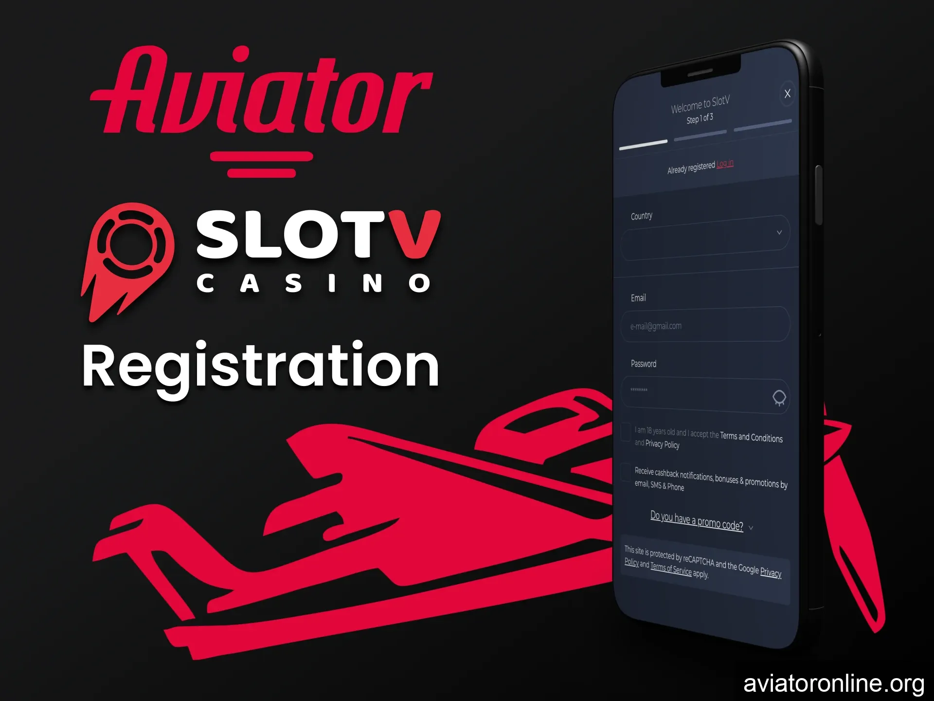 Register directly on your phone to play Aviator on SlotV.