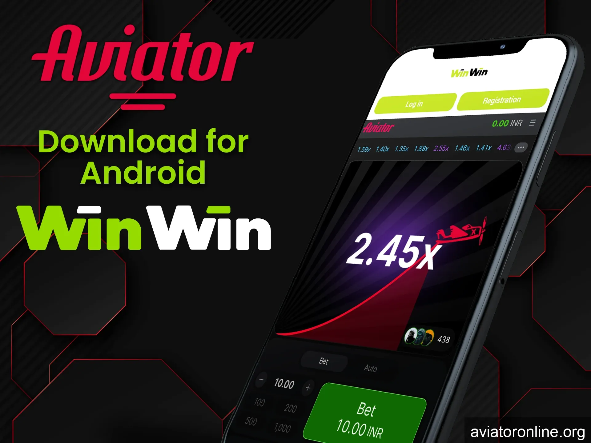Download the WinWin app to play Aviator on Android devices.